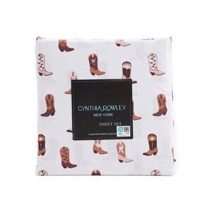 Cynthia Rowley New York Sheet Set (Brown Cowboy Boots, Queen)